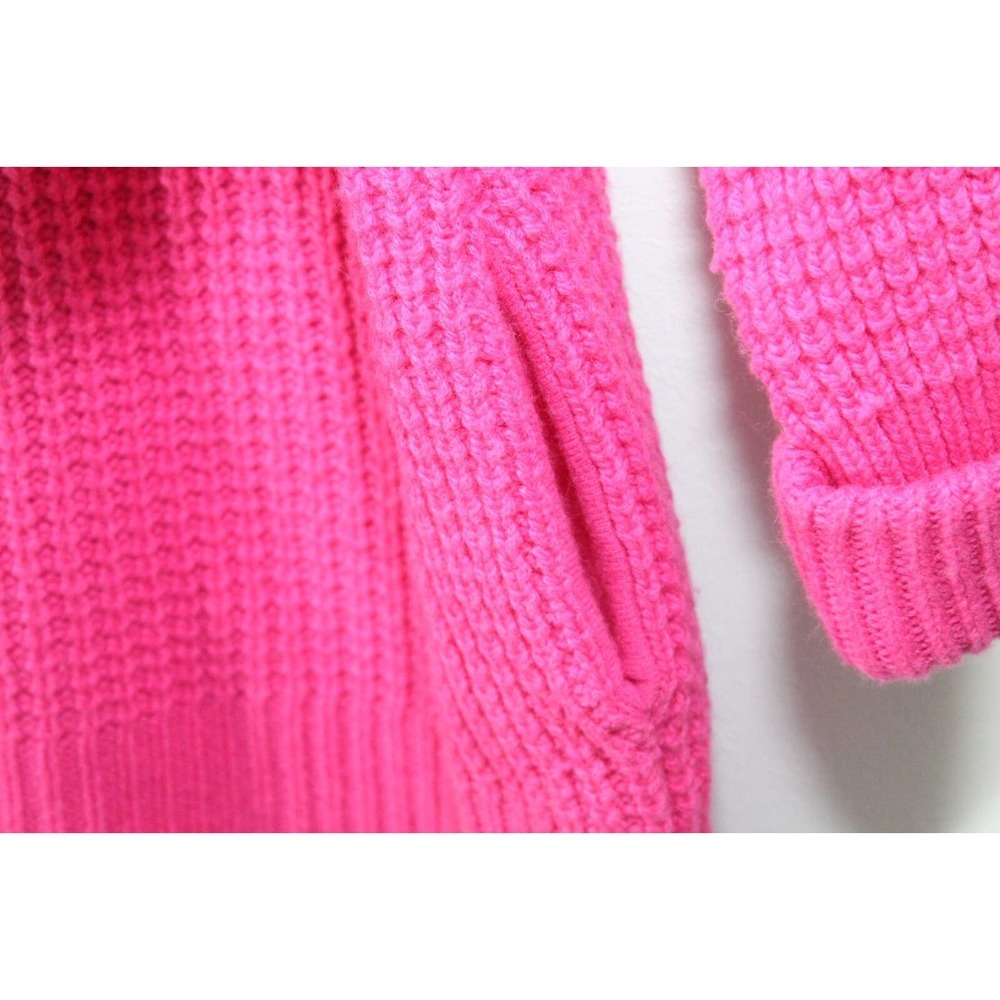 Garnet Hill Waffle Knit Crewneck Cashmere Wool Sweater Pink Pockets Size Small - Picture 7 of 16